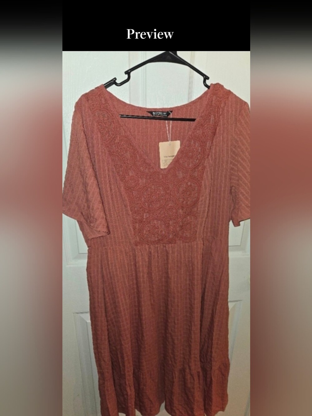 BloomChic Women's 14/16  Mauve Embroidered Dress. Boho Style. New With Tags